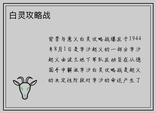 白灵攻略战